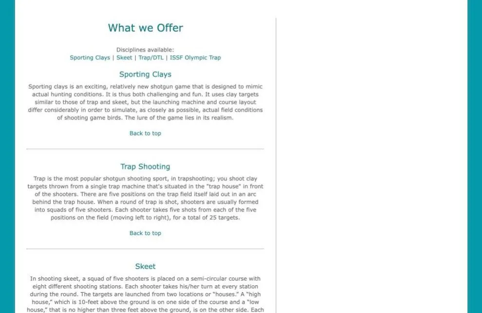 The previous What we Offer page.